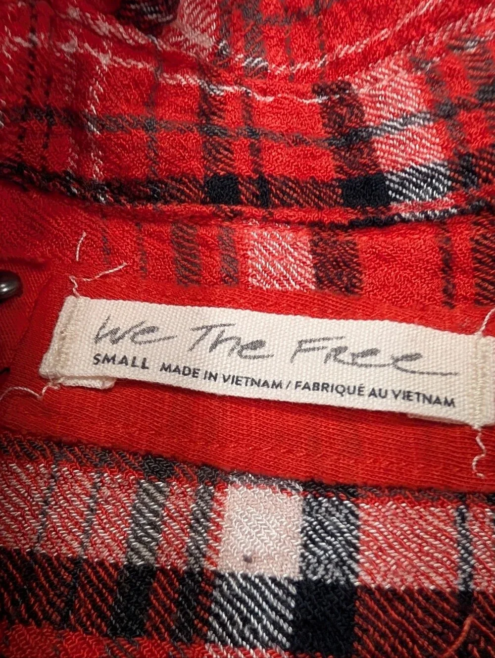 Free People Shirt Womens S Red Plaid Hidden Valley Button Down Slouchy Relax